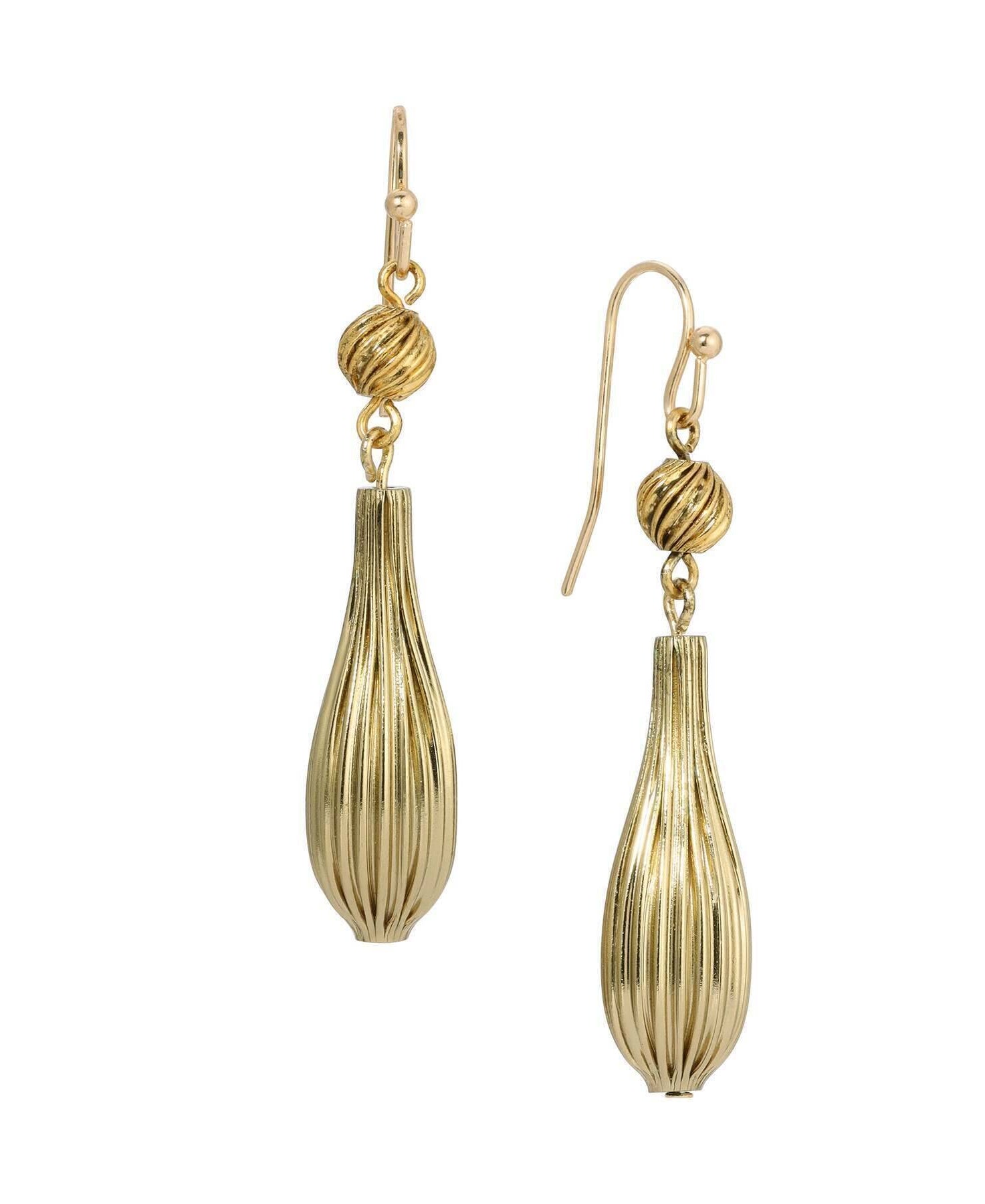 1928 Jewelry Gold Corrugated Textured Dangle Drop Earrings