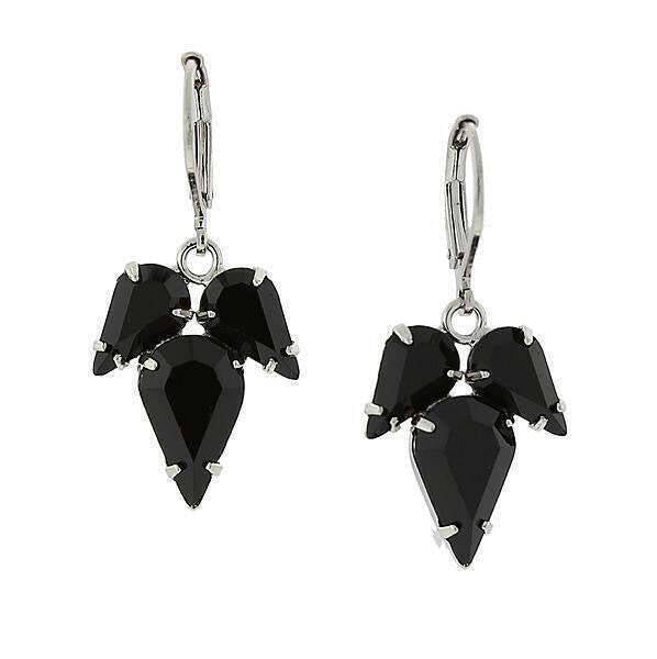 1928 Jewelry Drop Earrings Made With Black Austrian Crystal