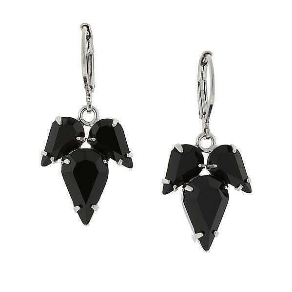1928 Jewelry Drop Earrings Made With Black Austrian Crystal
