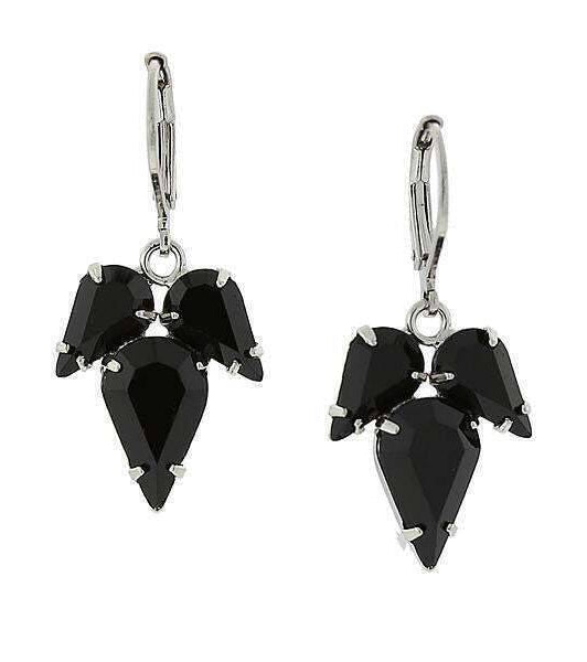 1928 Jewelry Drop Earrings Made With Black Austrian Crystal