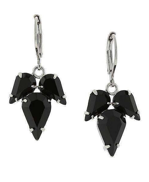 1928 Jewelry Drop Earrings Made With Black Austrian Crystal