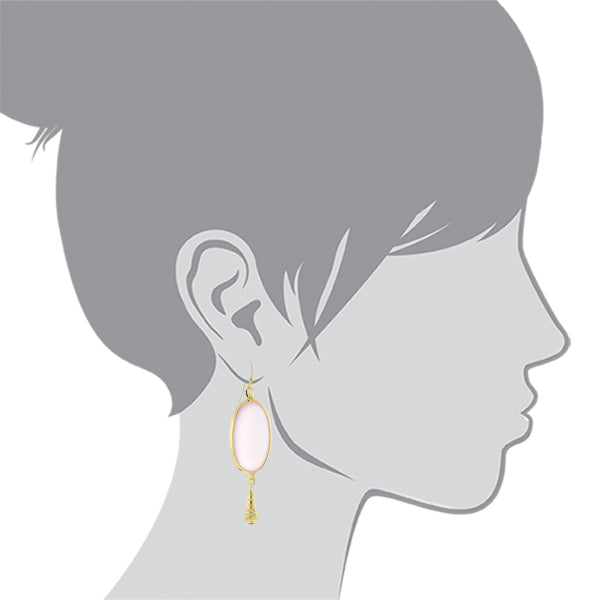 1928 Jewelry Oval Matte Rose Pink Stone Teardrop Bead Drop Earrings