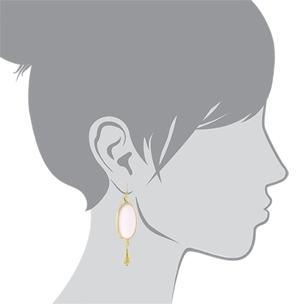 1928 Jewelry Oval Matte Rose Pink Stone Teardrop Bead Drop Earrings
