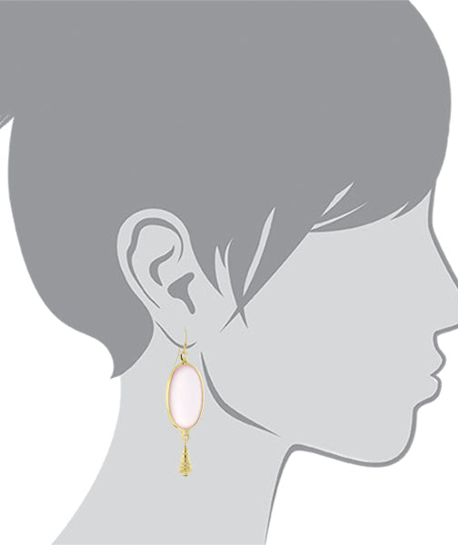 1928 Jewelry Oval Matte Rose Pink Stone Teardrop Bead Drop Earrings