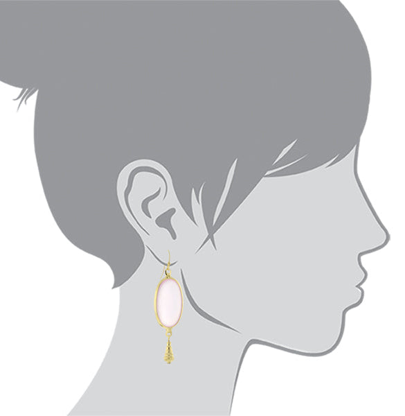 1928 Jewelry Oval Matte Rose Pink Stone Teardrop Bead Drop Earrings