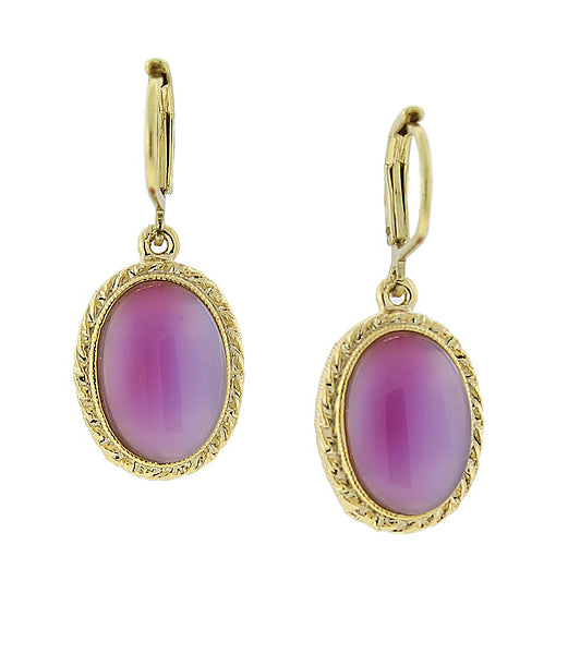 1928 Jewelry Pink Oval Moonstone Drop Earrings