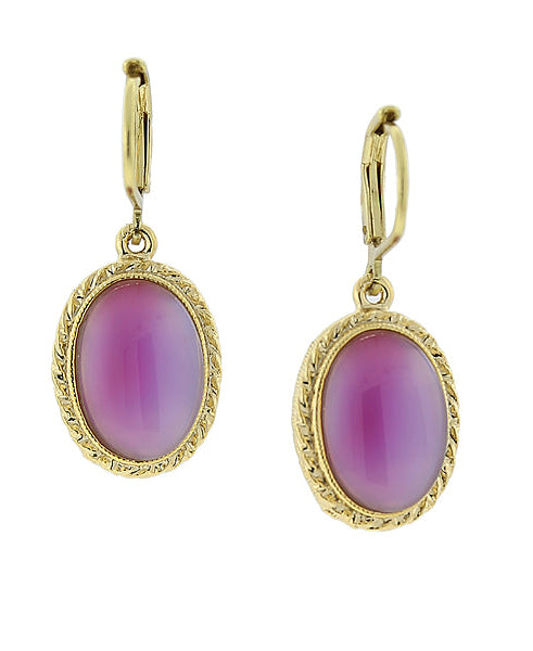 1928 Jewelry Pink Oval Moonstone Drop Earrings