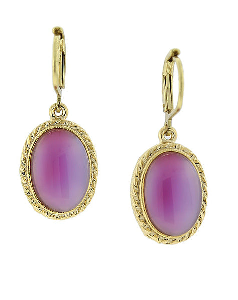1928 Jewelry Pink Oval Moonstone Drop Earrings