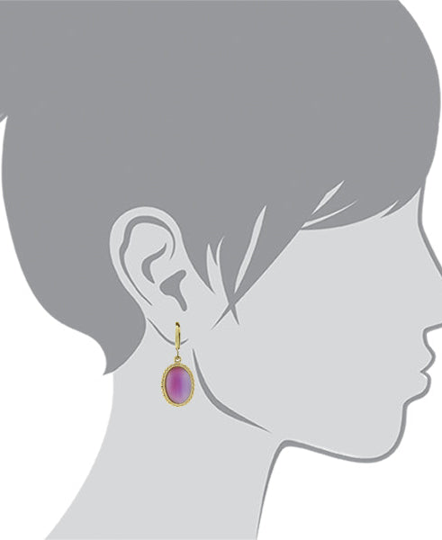 1928 Jewelry Pink Oval Moonstone Drop Earrings