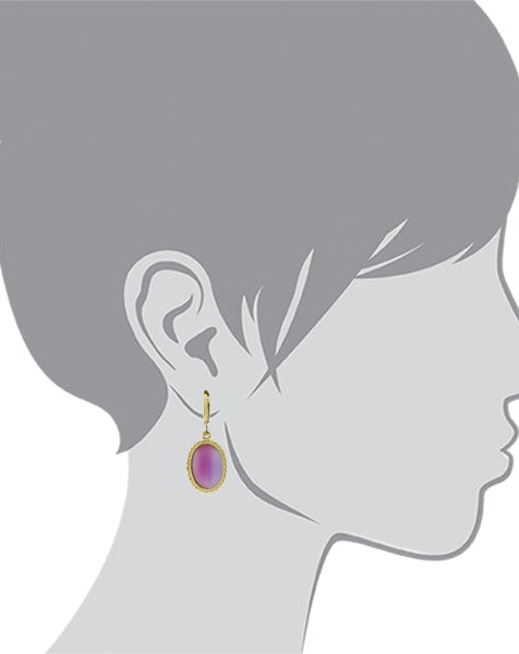 1928 Jewelry Pink Oval Moonstone Drop Earrings