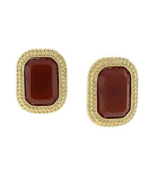 1928 Jewelry Estate Octagon Stone Post Earrings