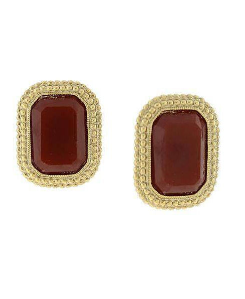 1928 Jewelry Estate Octagon Stone Post Earrings