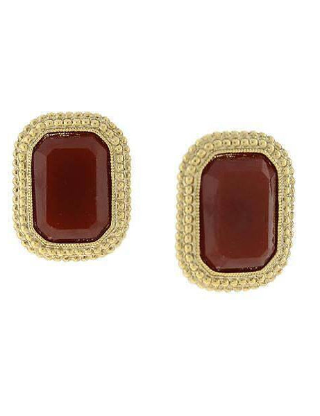 1928 Jewelry Estate Octagon Stone Post Earrings