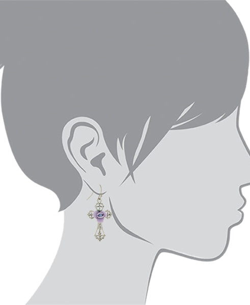 1928 Jewelry Porcelain Rose Cross Drop Earrings