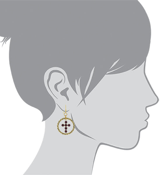 1928 Spiritual Shimmering Crystal Cross Hoop Earrings