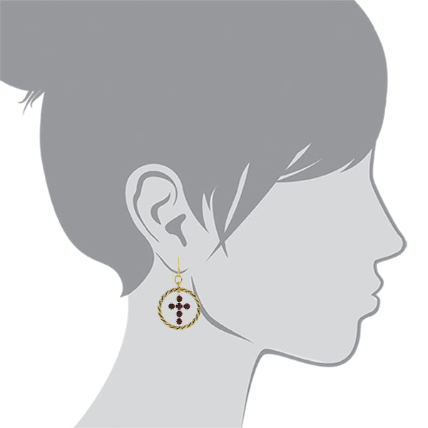 1928 Spiritual Shimmering Crystal Cross Hoop Earrings