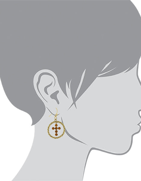 1928 Spiritual Shimmering Crystal Cross Hoop Earrings