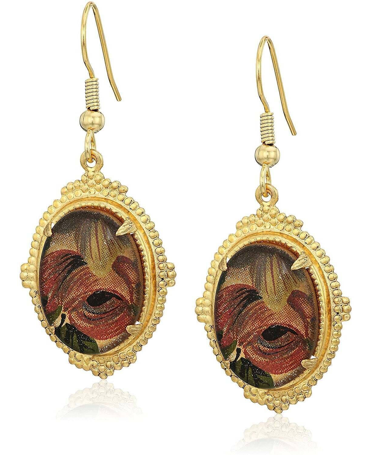 1928 Jewelry Classic Floral Oval Drop Earrings