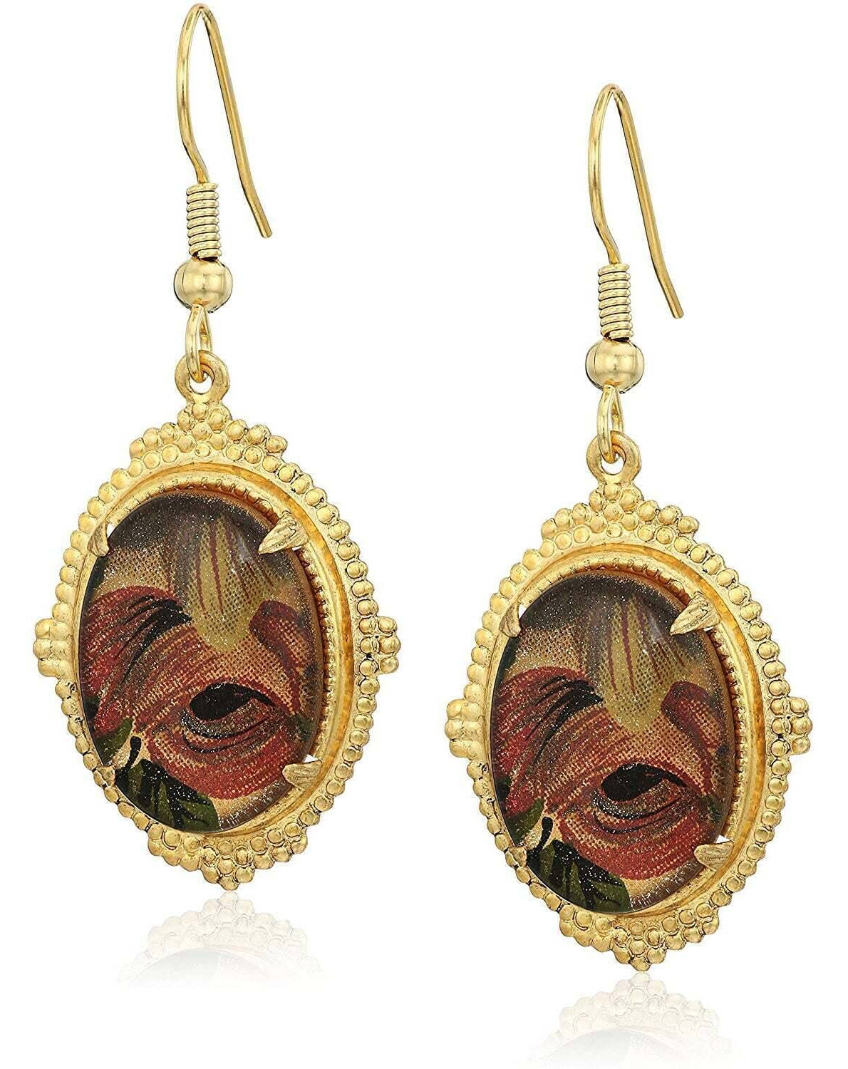 1928 Jewelry Classic Floral Oval Drop Earrings