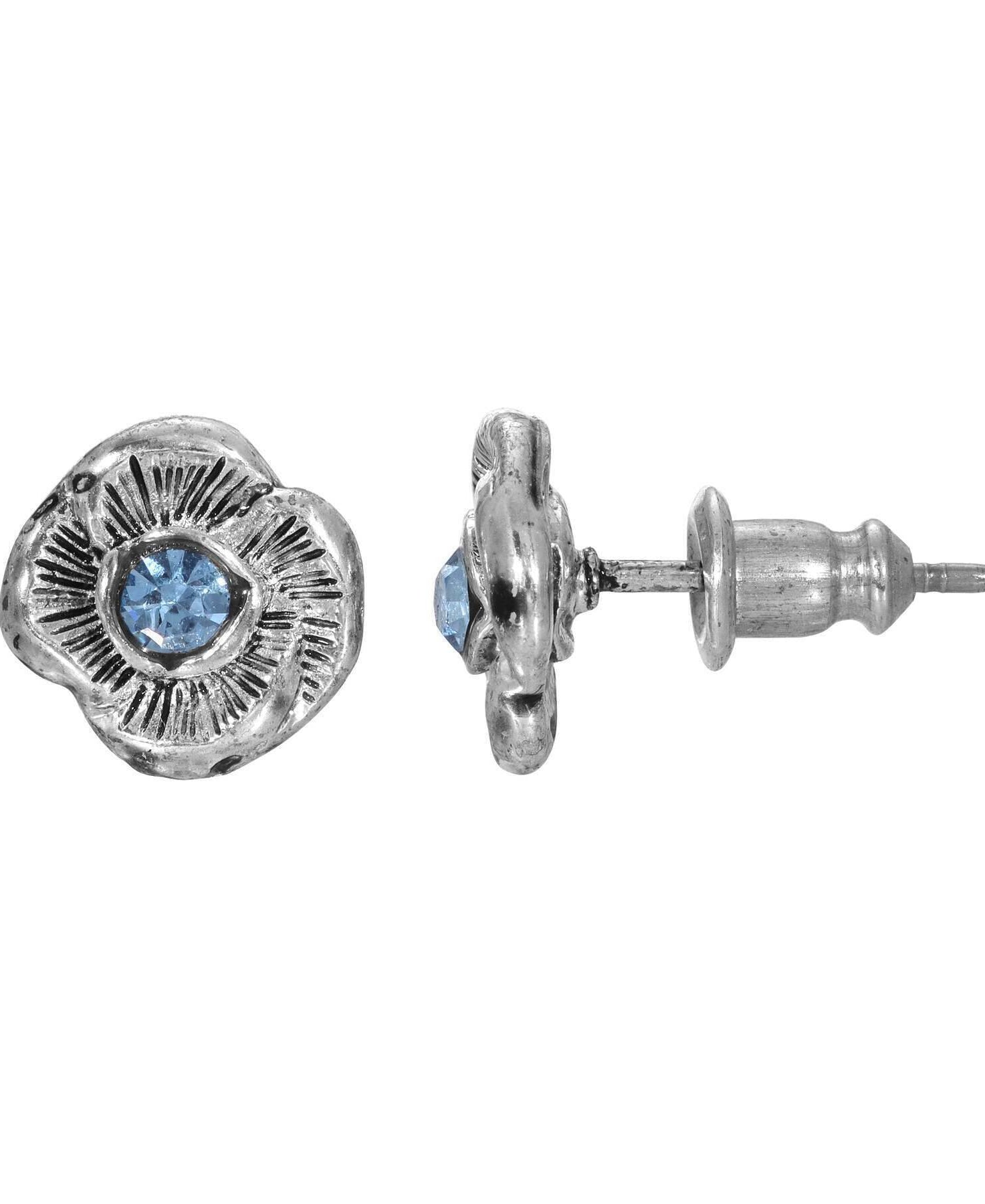1928 Jewelry Blue Crystal Flower Stud Earrings