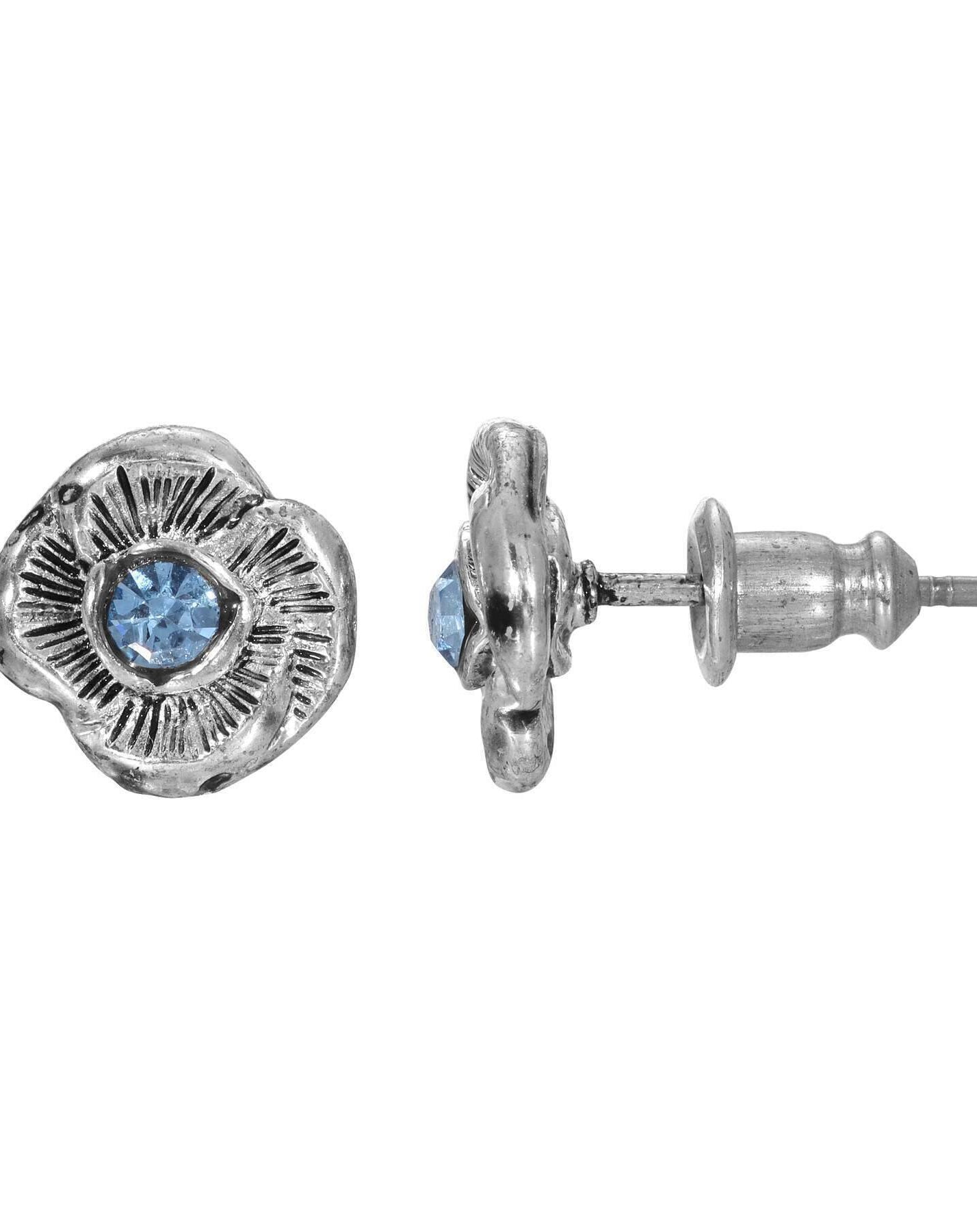 1928 Jewelry Blue Crystal Flower Stud Earrings