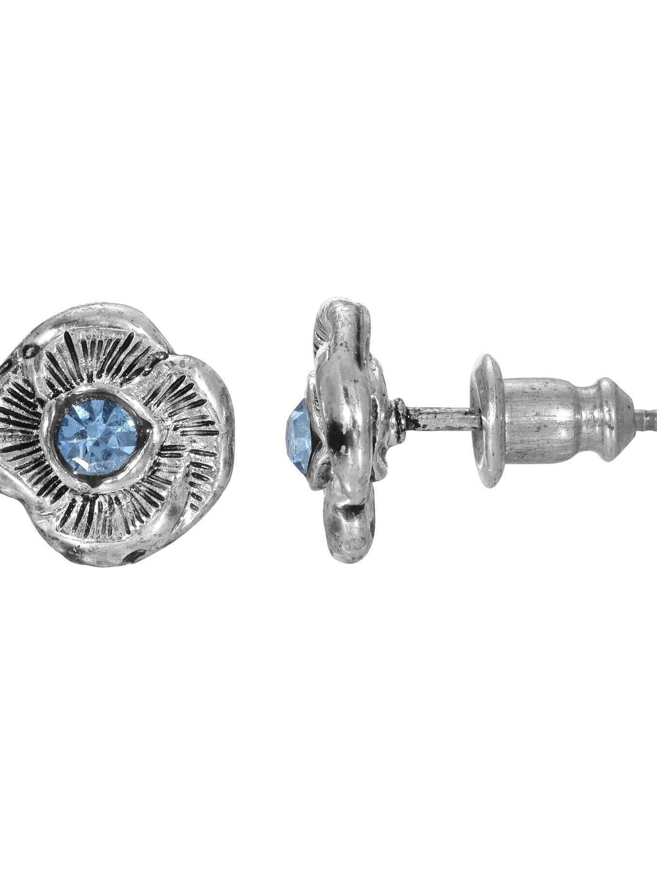 1928 Jewelry Blue Crystal Flower Stud Earrings