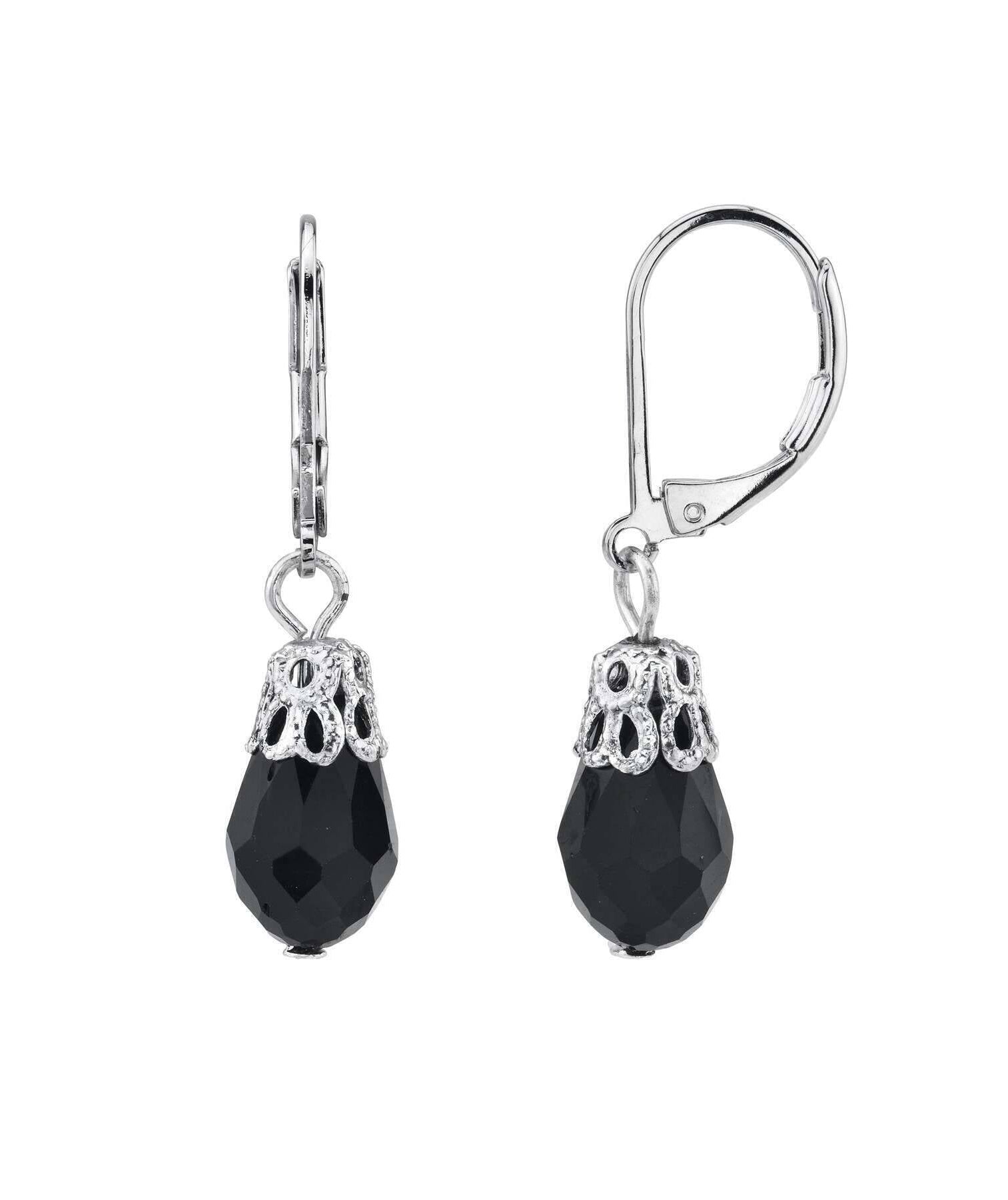 1928 Jewelry Teardrop Crystal Bead Allure Drop Earrings