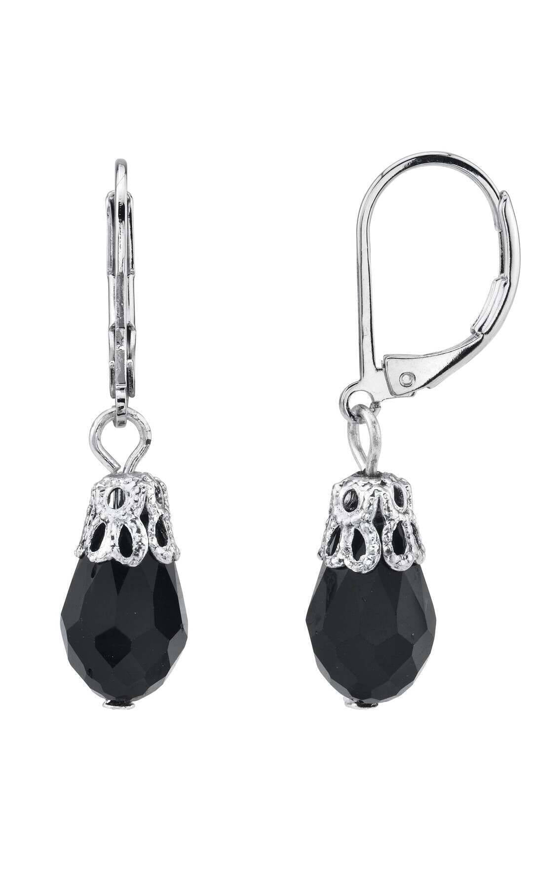 1928 Jewelry Teardrop Crystal Bead Allure Drop Earrings