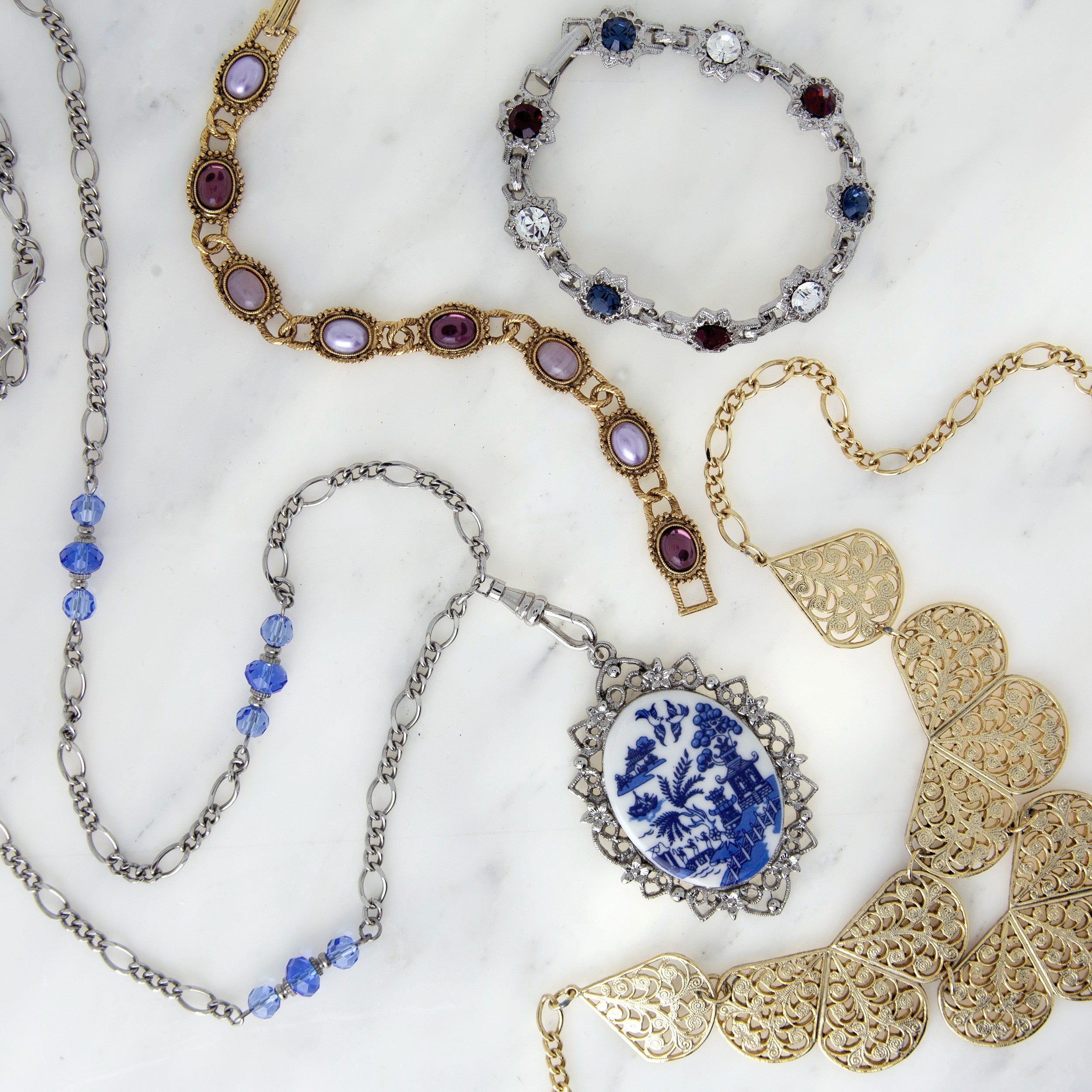 1928 Jewelry $200 Value Mystery Jewelry Box Two Necklaces and Two Bracelets