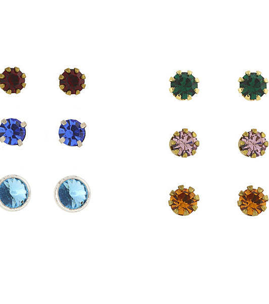 1928 Jewelry Multicolor Austrian Crystal Stud Set Earrings