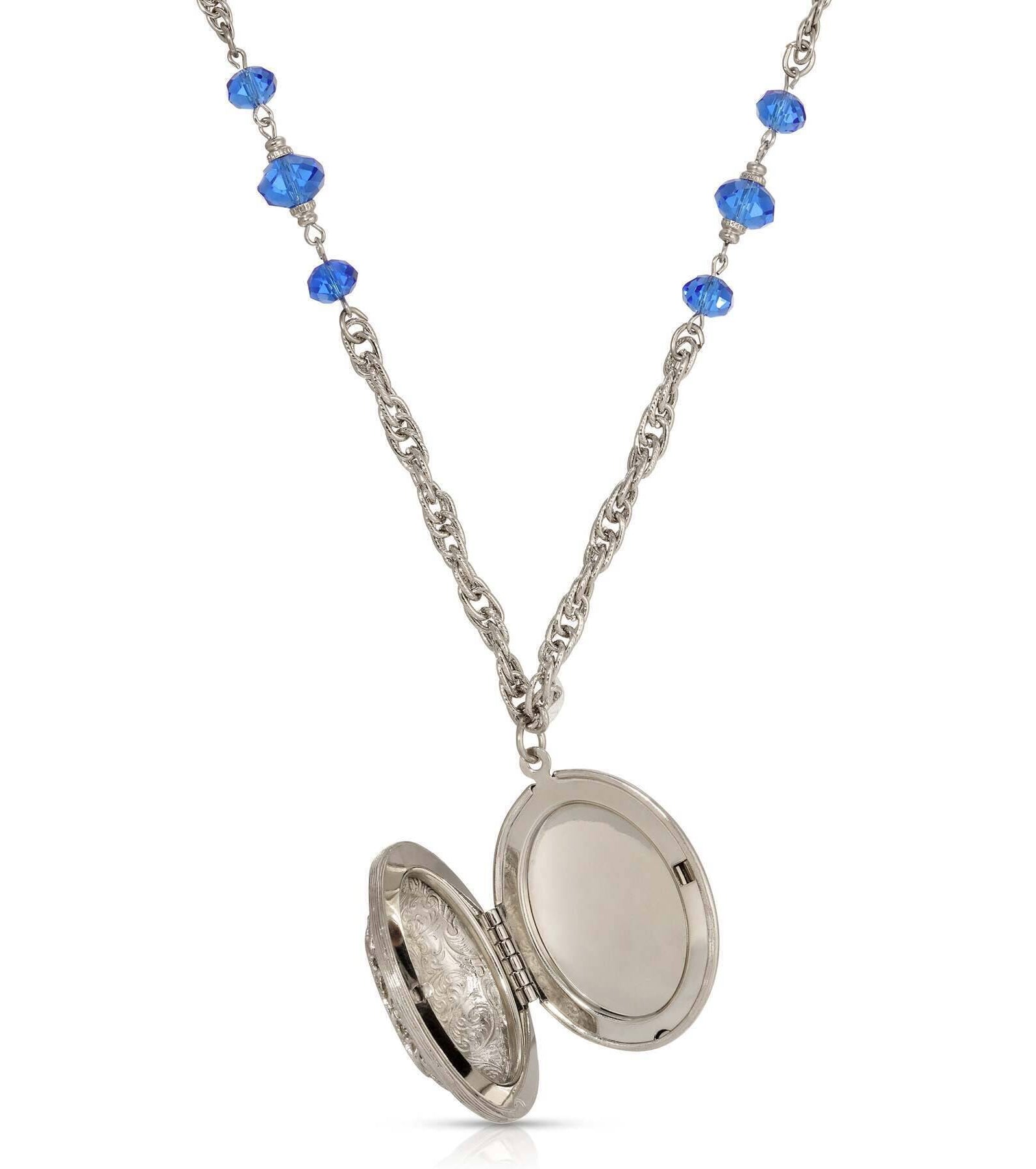 Symbols Of Faith Star of Bethlehem Crystal Bead Enamel Locket Necklace 28"