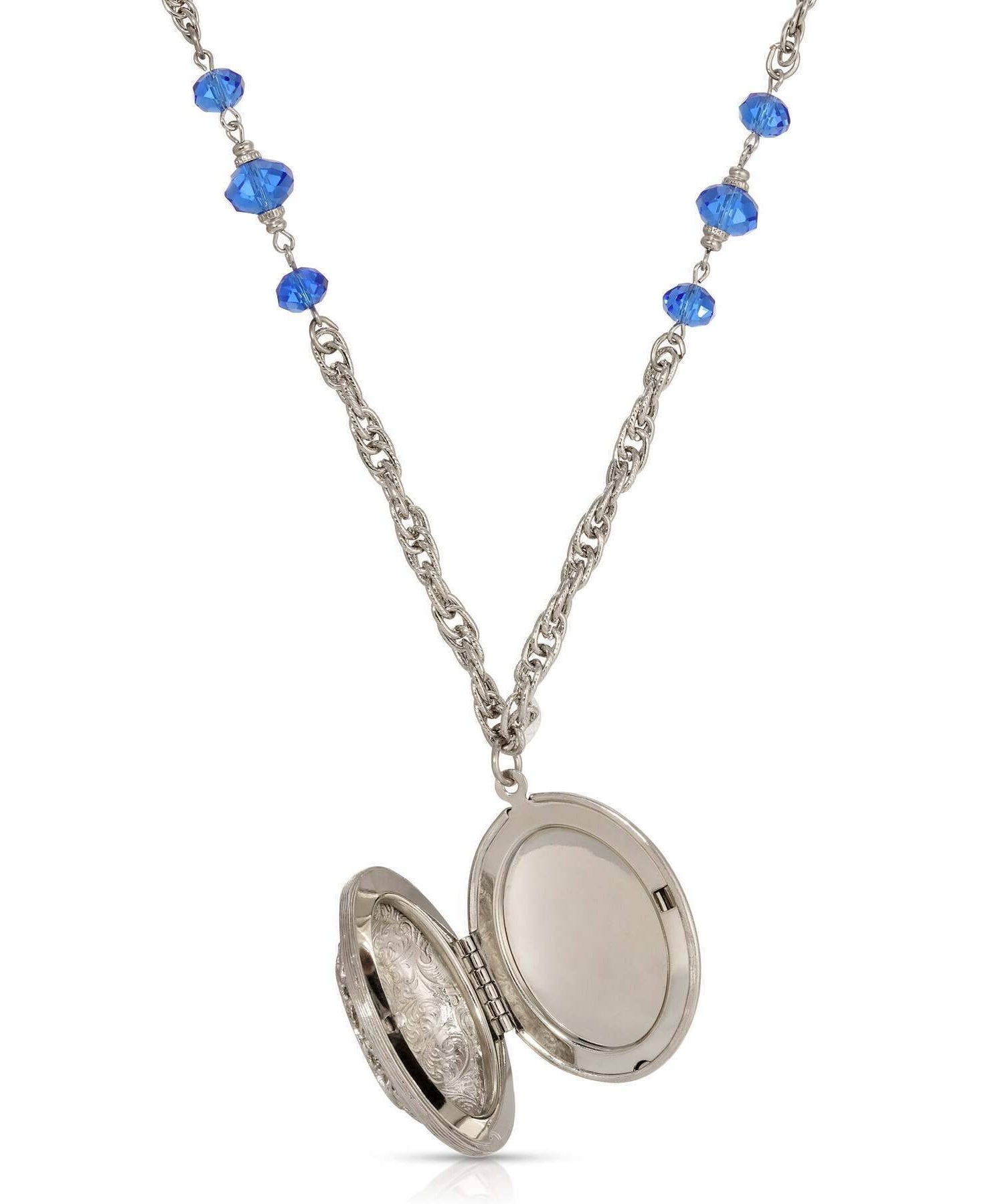 Symbols Of Faith Star of Bethlehem Crystal Bead Enamel Locket Necklace 28"