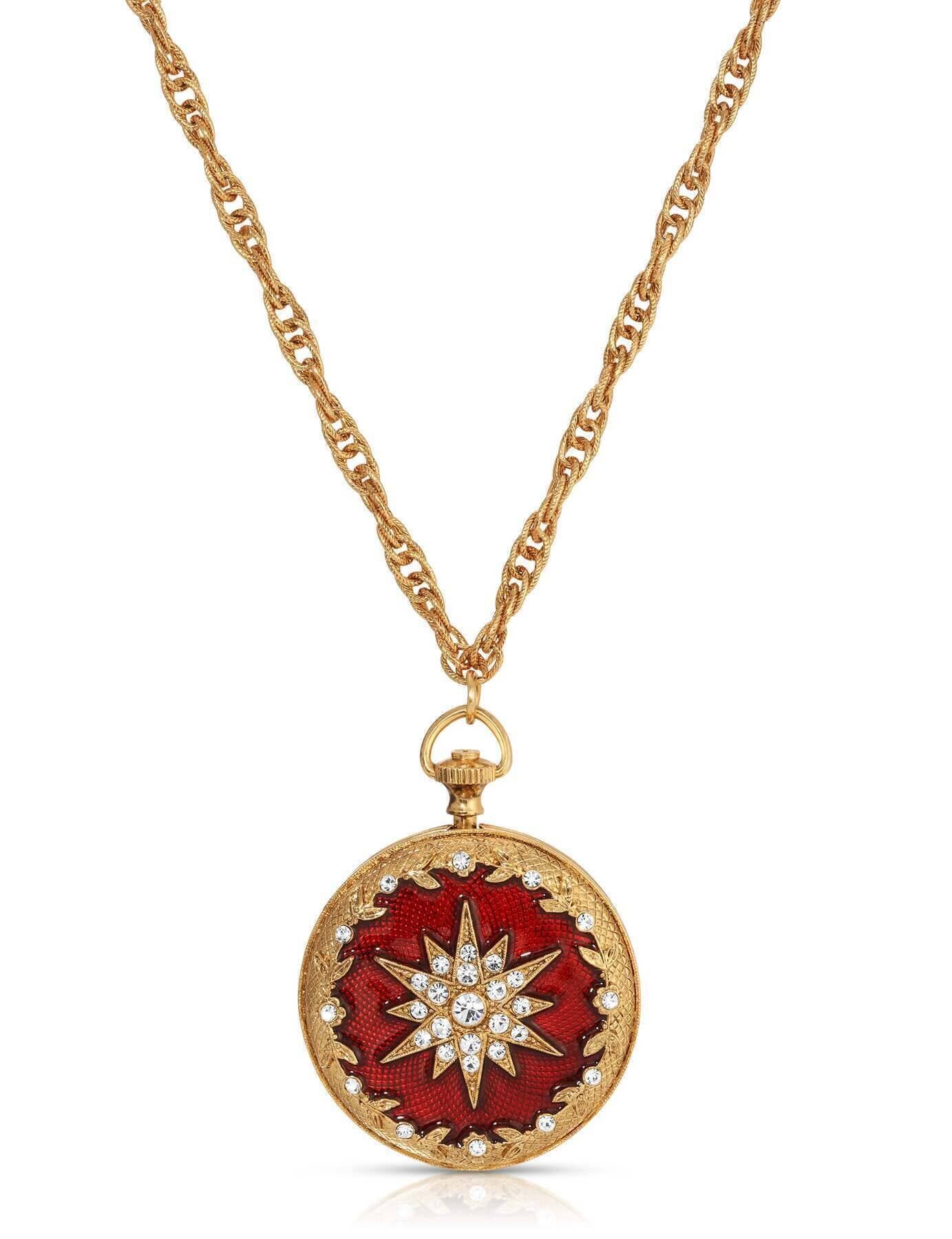 Symbols Of Faith Starburst Crystal Enamel Round Locket Necklace 28"