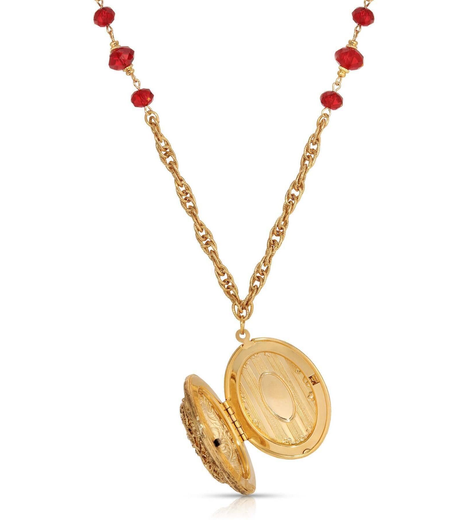 Symbols Of Faith Star of Bethlehem Crystal Bead Enamel Locket Necklace 28"