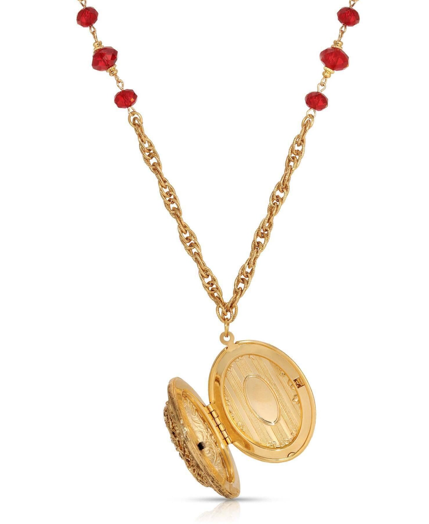 Symbols Of Faith Star of Bethlehem Crystal Bead Enamel Locket Necklace 28"