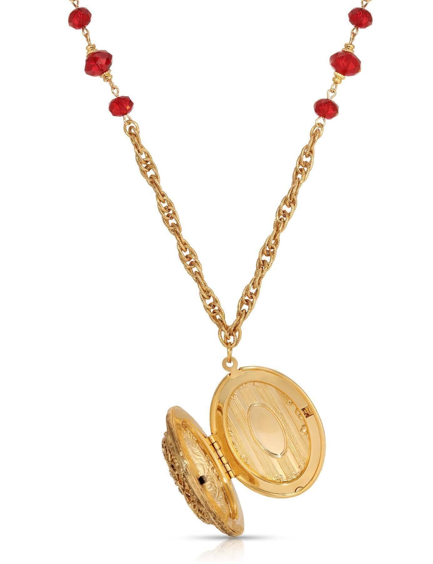 Symbols Of Faith Star of Bethlehem Crystal Bead Enamel Locket Necklace 28"