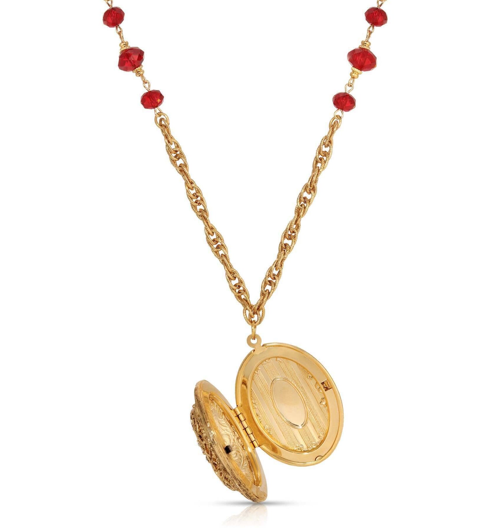 Symbols Of Faith Star of Bethlehem Crystal Bead Enamel Locket Necklace 28"