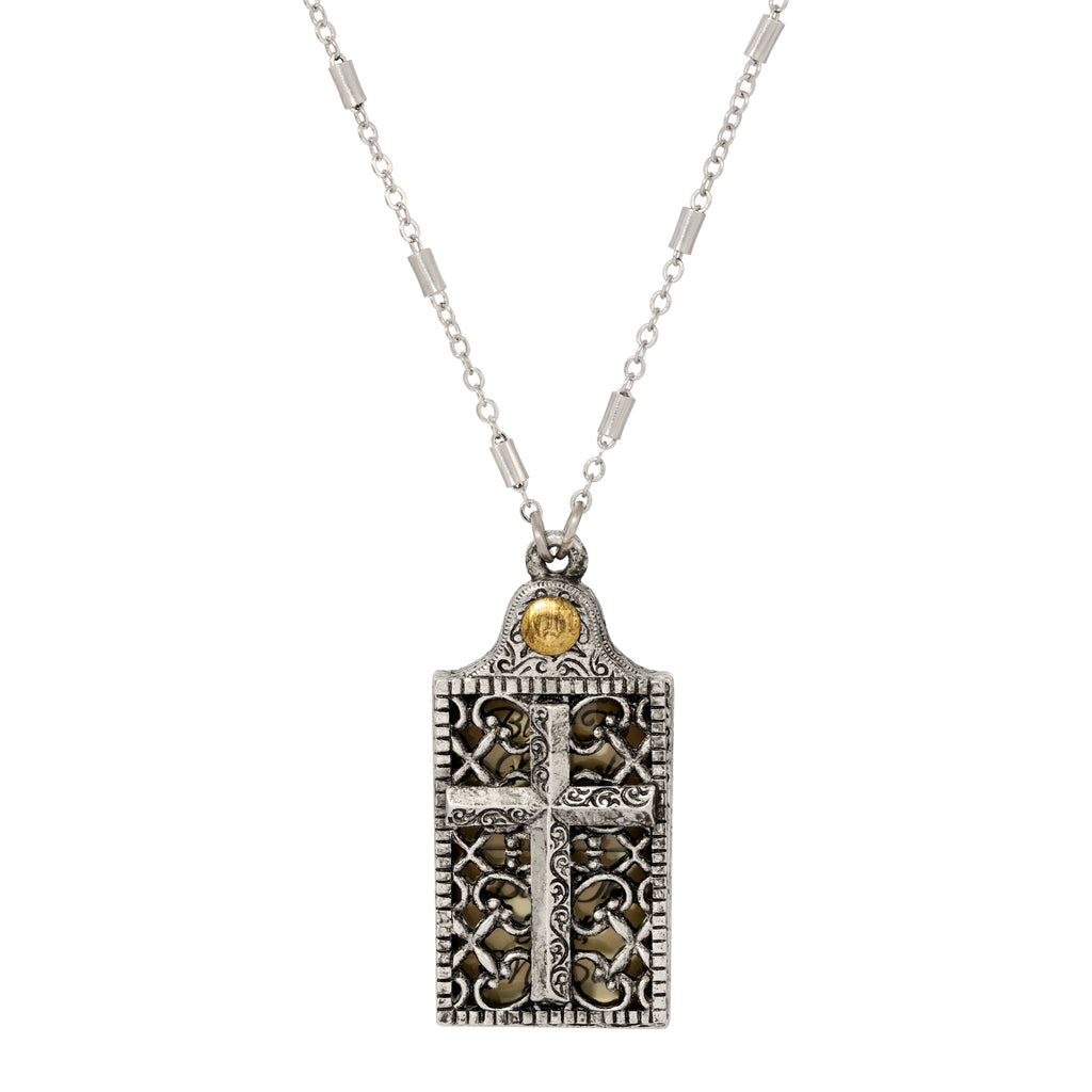 symbols of faith cross and bless slide locket necklace 28