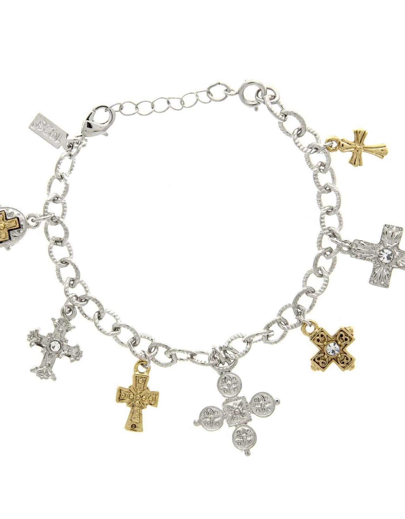 Symbols Of Faith Seven Cross Charm Bracelet