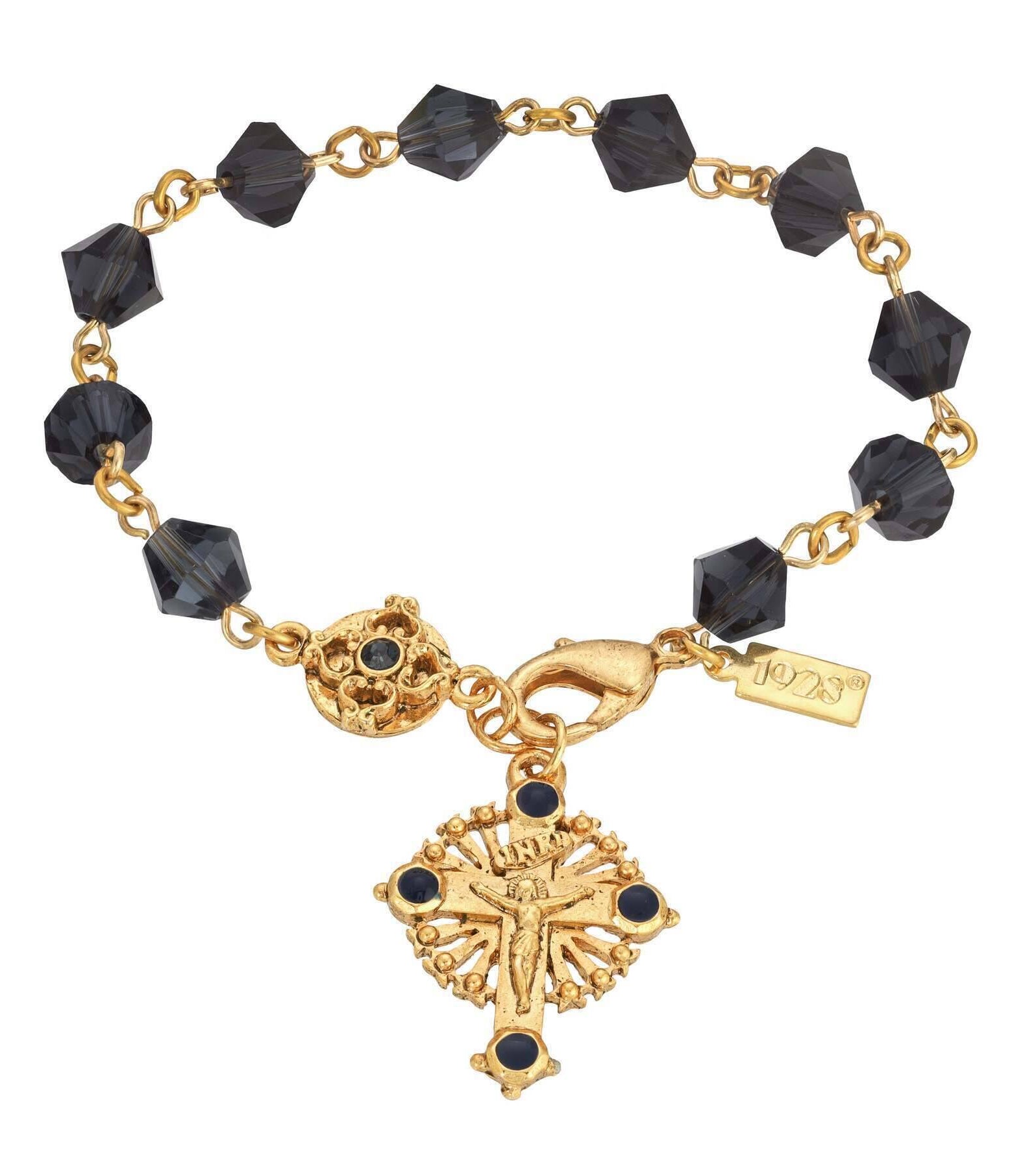 Symbols Of Faith Blue Bead Windows To Heaven Rosary Crucifix Bracelet