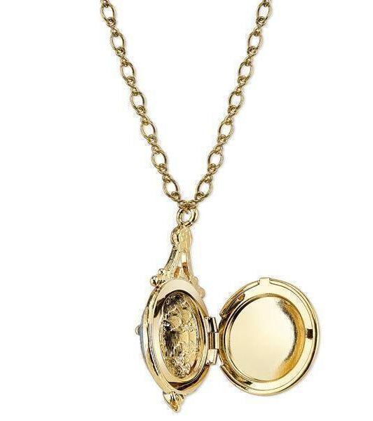 Symbols Of Faith Enamel Mary And Child Locket Necklace 18"