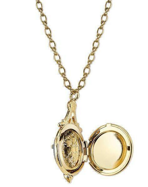 Symbols Of Faith Enamel Mary And Child Locket Necklace 18"