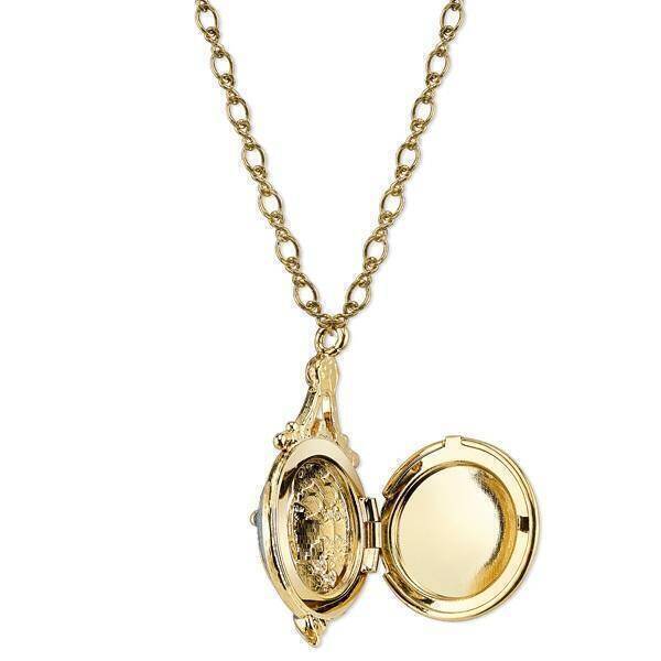 Symbols Of Faith Enamel Mary And Child Locket Necklace 18"