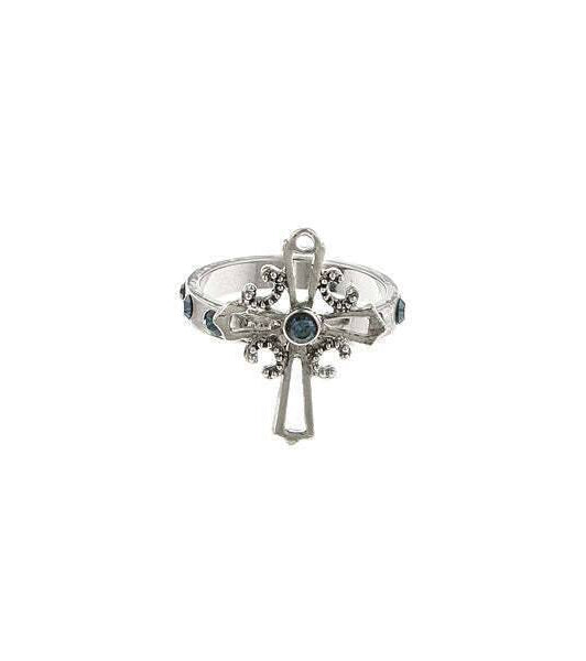 Symbols Of Faith Carded Blue Cross Ring Size 5