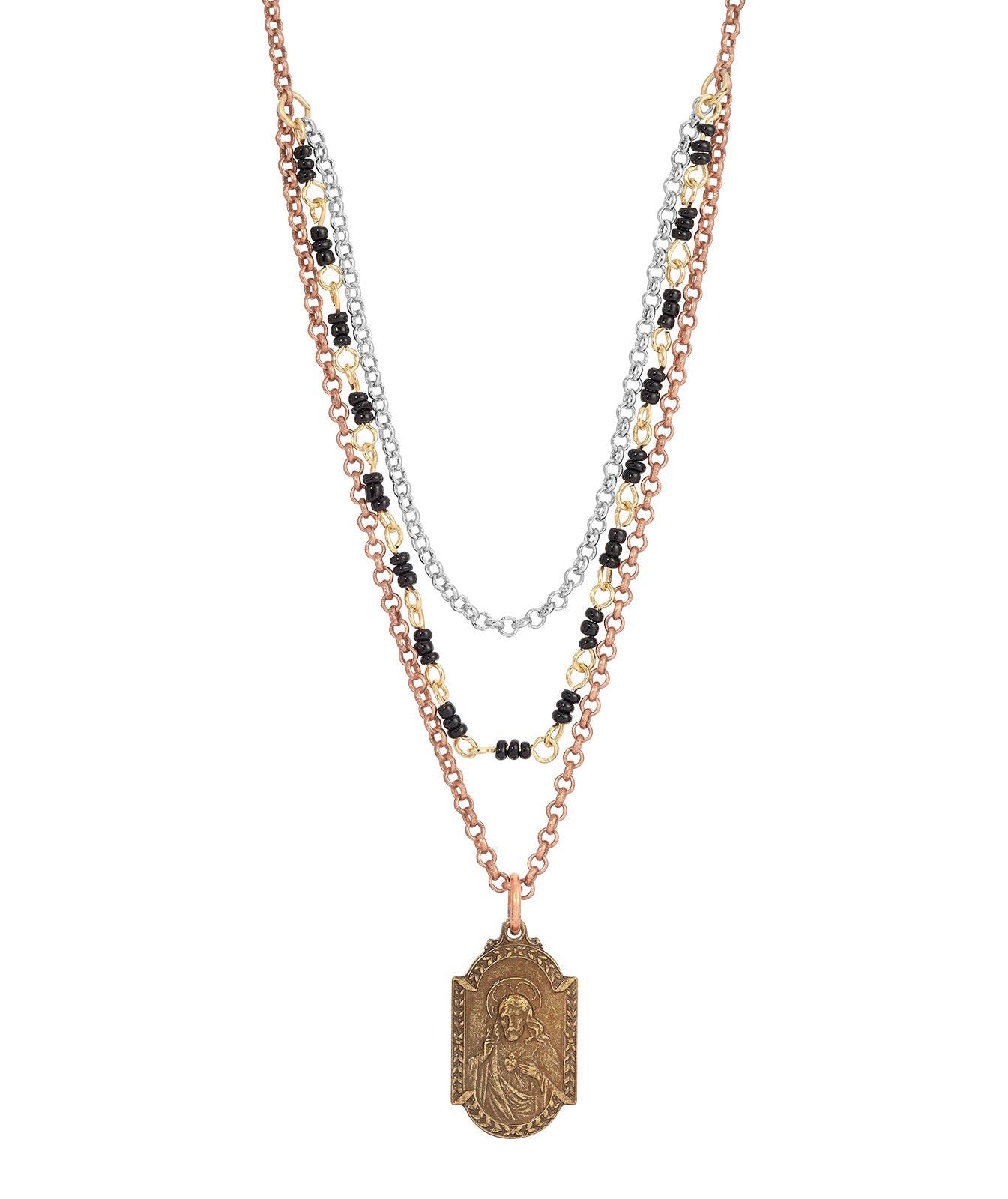 Symbols Of Faith Sacred Heart Our Lady Of Mount Carmel Medal Pendant Necklace 16" + 3" Extender