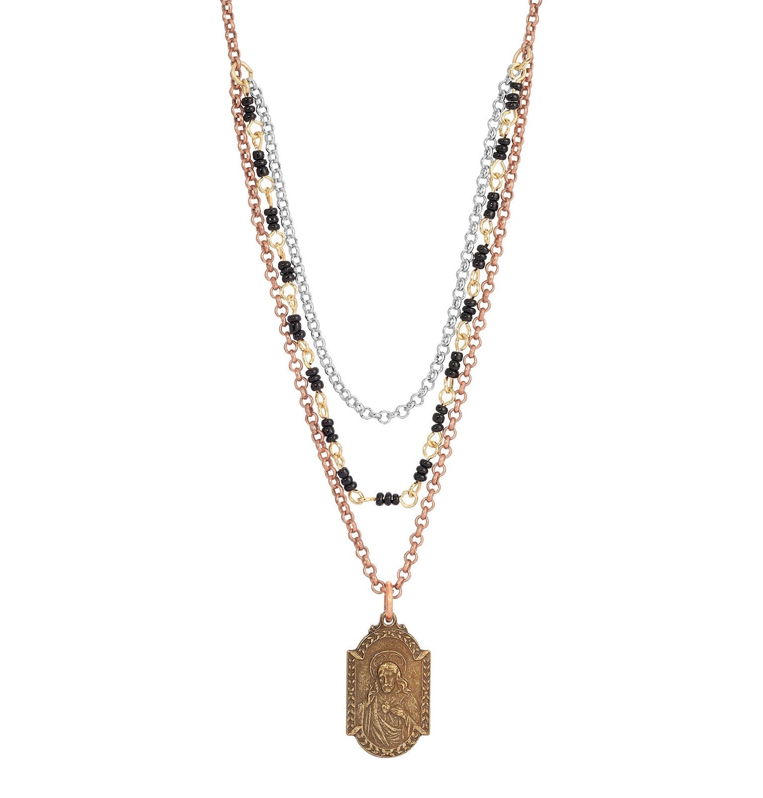 Symbols Of Faith Sacred Heart Our Lady Of Mount Carmel Medal Pendant Necklace 16" + 3" Extender