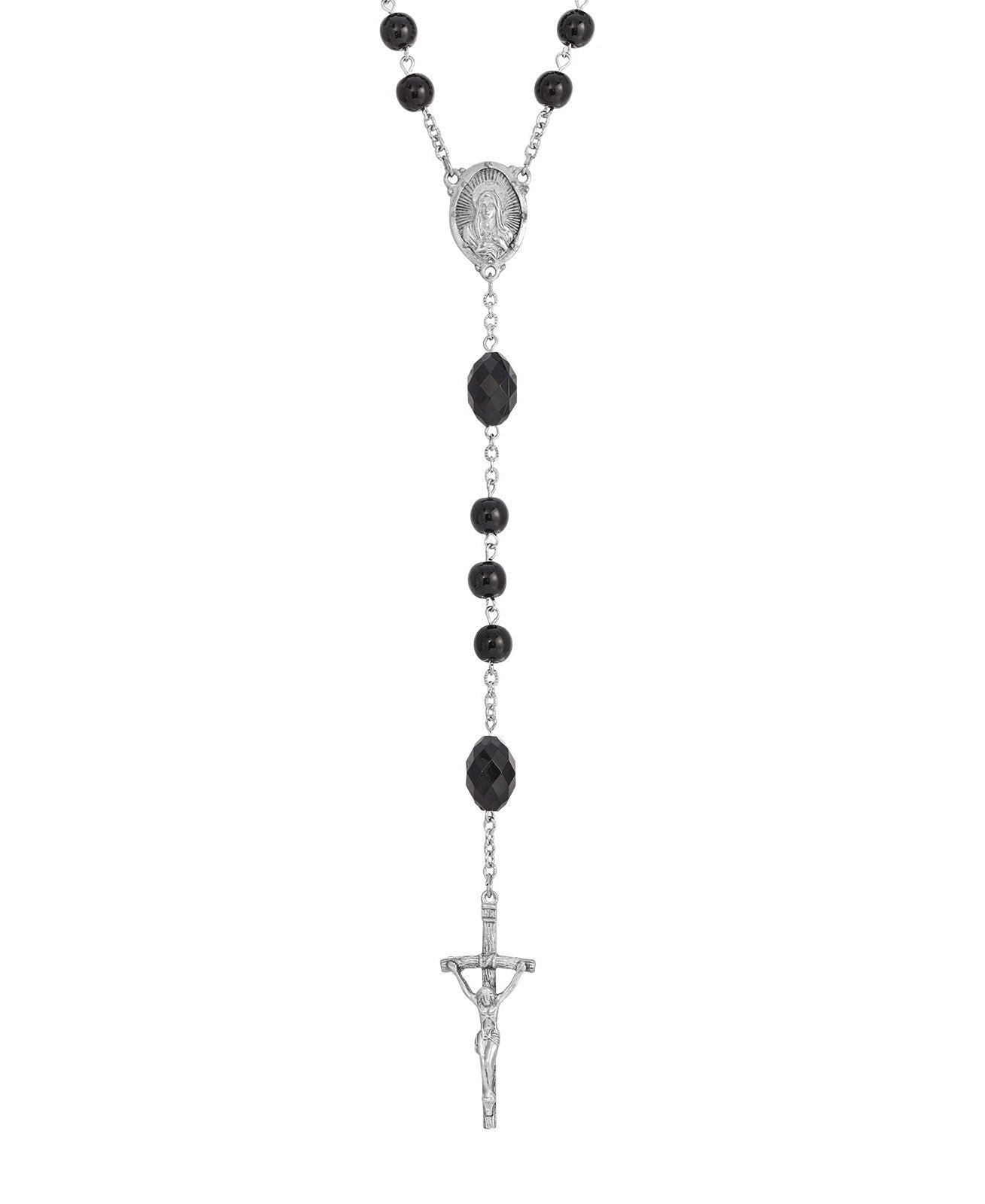 Symbols Of Faith Black Bead Papal Rosary
