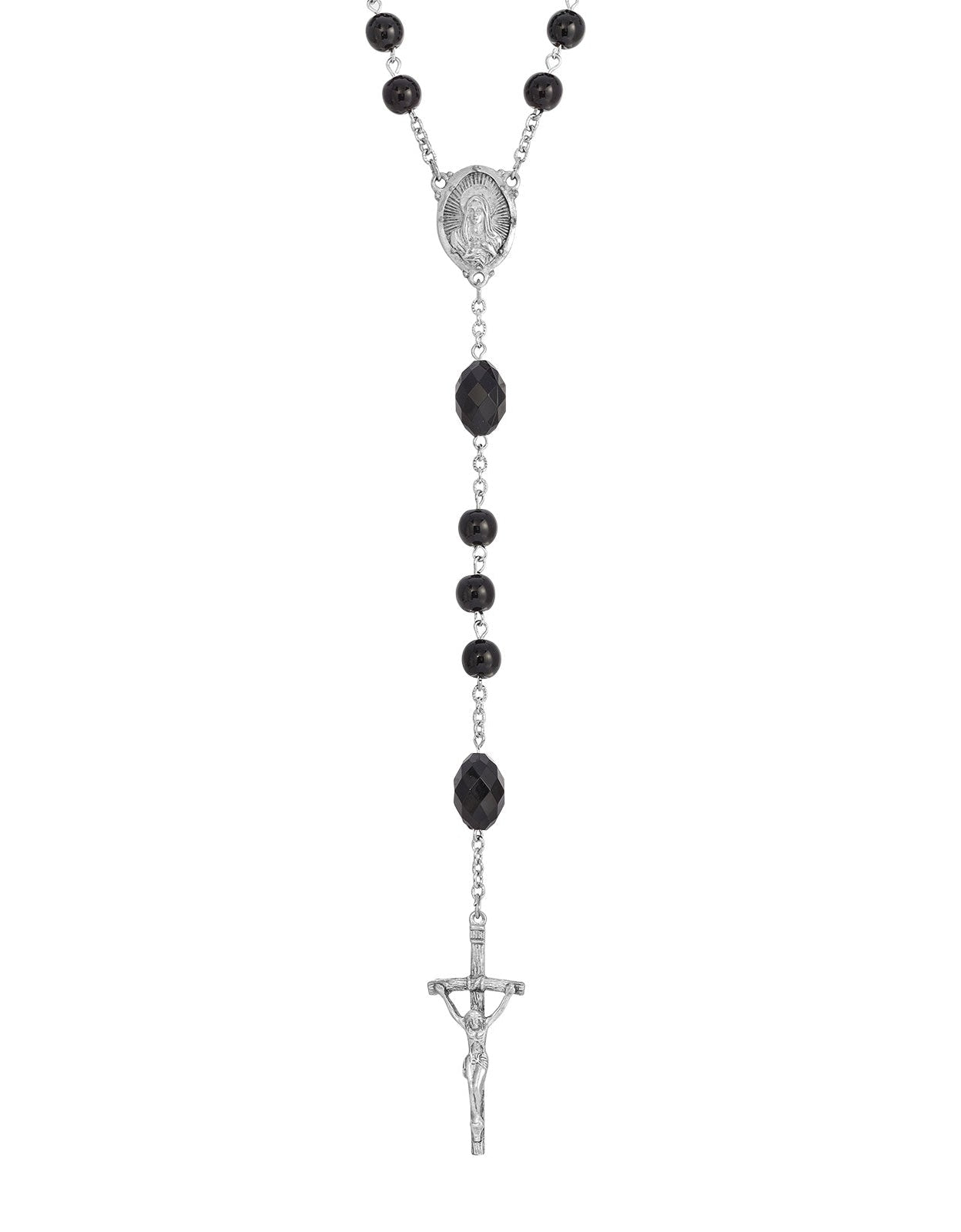 Symbols Of Faith Black Bead Papal Rosary