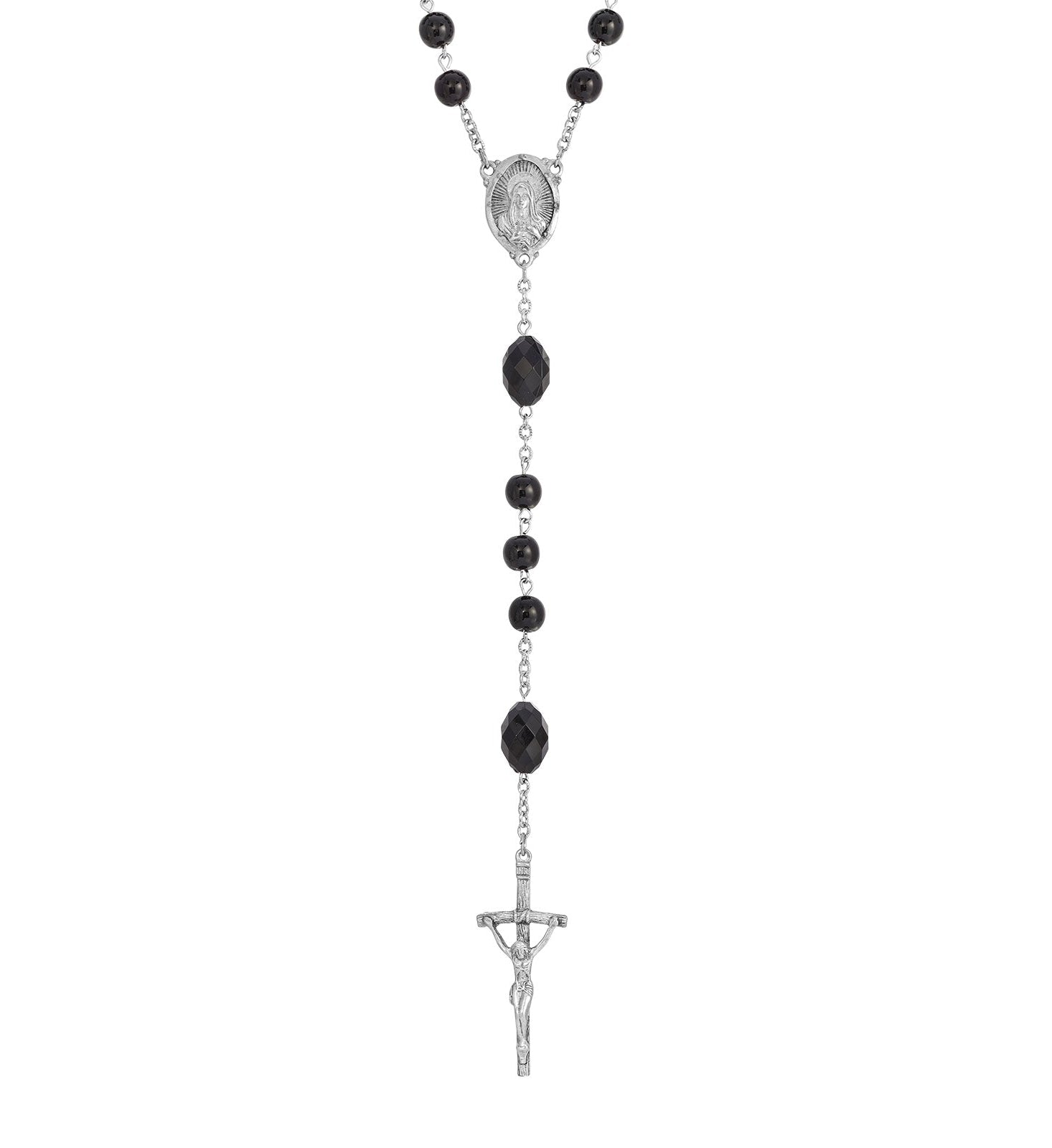 Symbols Of Faith Black Bead Papal Rosary