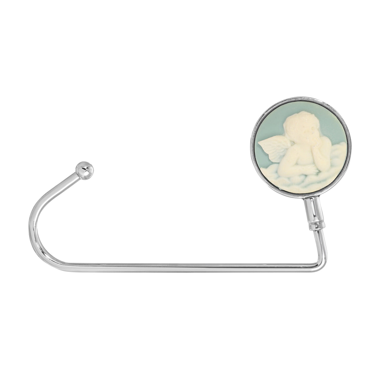 Silver & Light Blue Cameo Cherub Purse Holder
